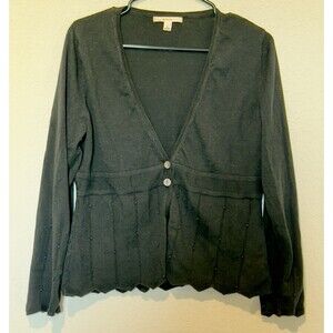 Merona Womens Large Black Rayon Blend 2 Button  Long Sleeve Cardigan Sweater